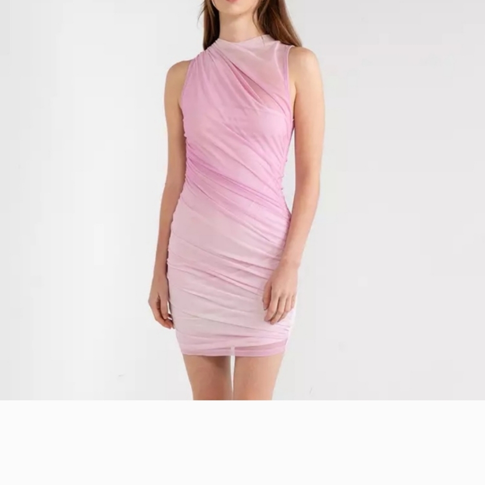 ZARA Pink and White Sleeveless Dress MEDIUM - Picture 2 of 5